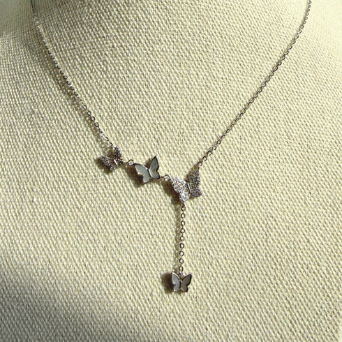 Butterfly Zirconia Pendant Necklace – Elegant & Romantic